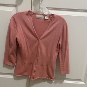 Kersh Dusty Coral Button-Front Cardigan